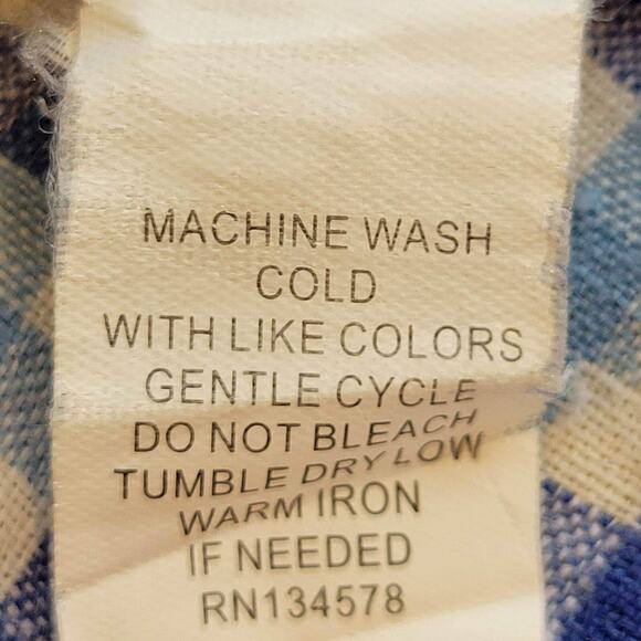 Vineyard Vines Shirt Mens Small Blue Gingham Check Linen Classic Fit Tucker - Picture 8 of 8